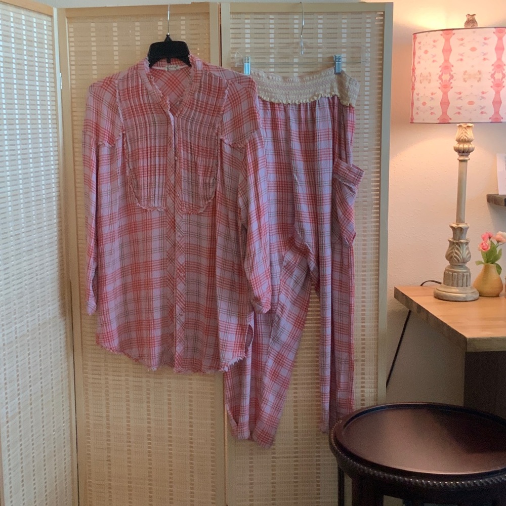 Free People intimates, Plaid Women's Sleepwear Set - Pink size L